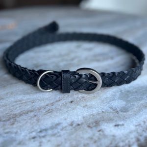 Vintage Braid Black Leather Belt
